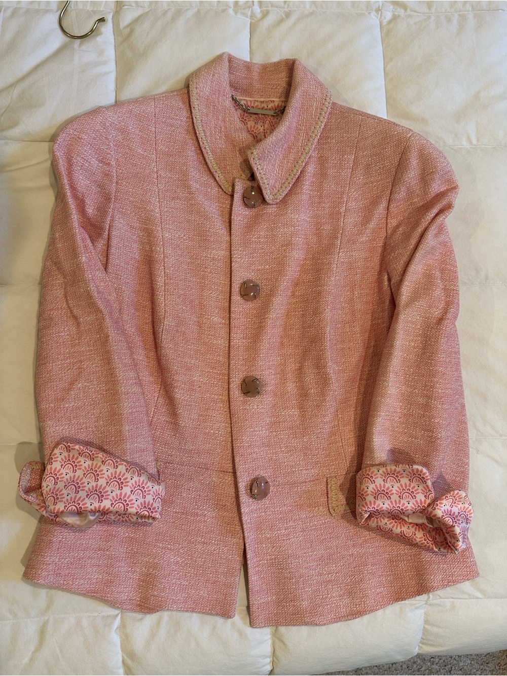 Elie Tahari Pink Tweed Shirt Jacket